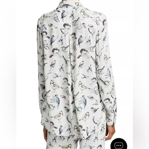 Lela Rose Birds Of A Feather Printed Long-Sleeve Blouse Size 14 - Picture 3 of 13